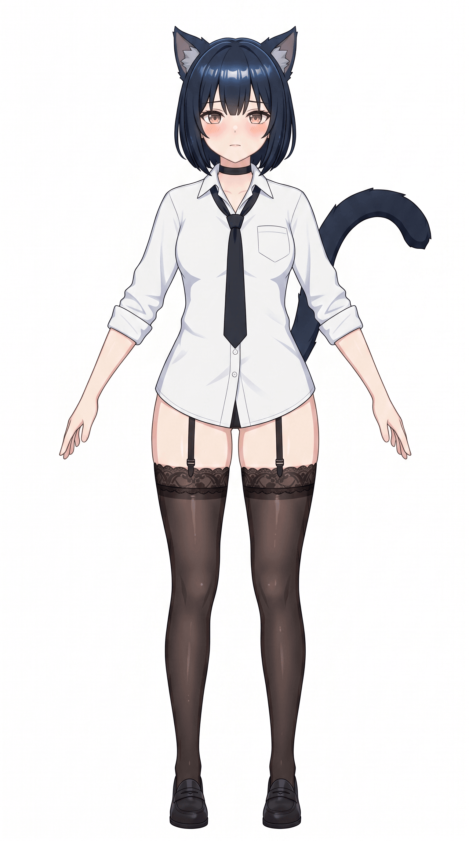 cat girl full body front view