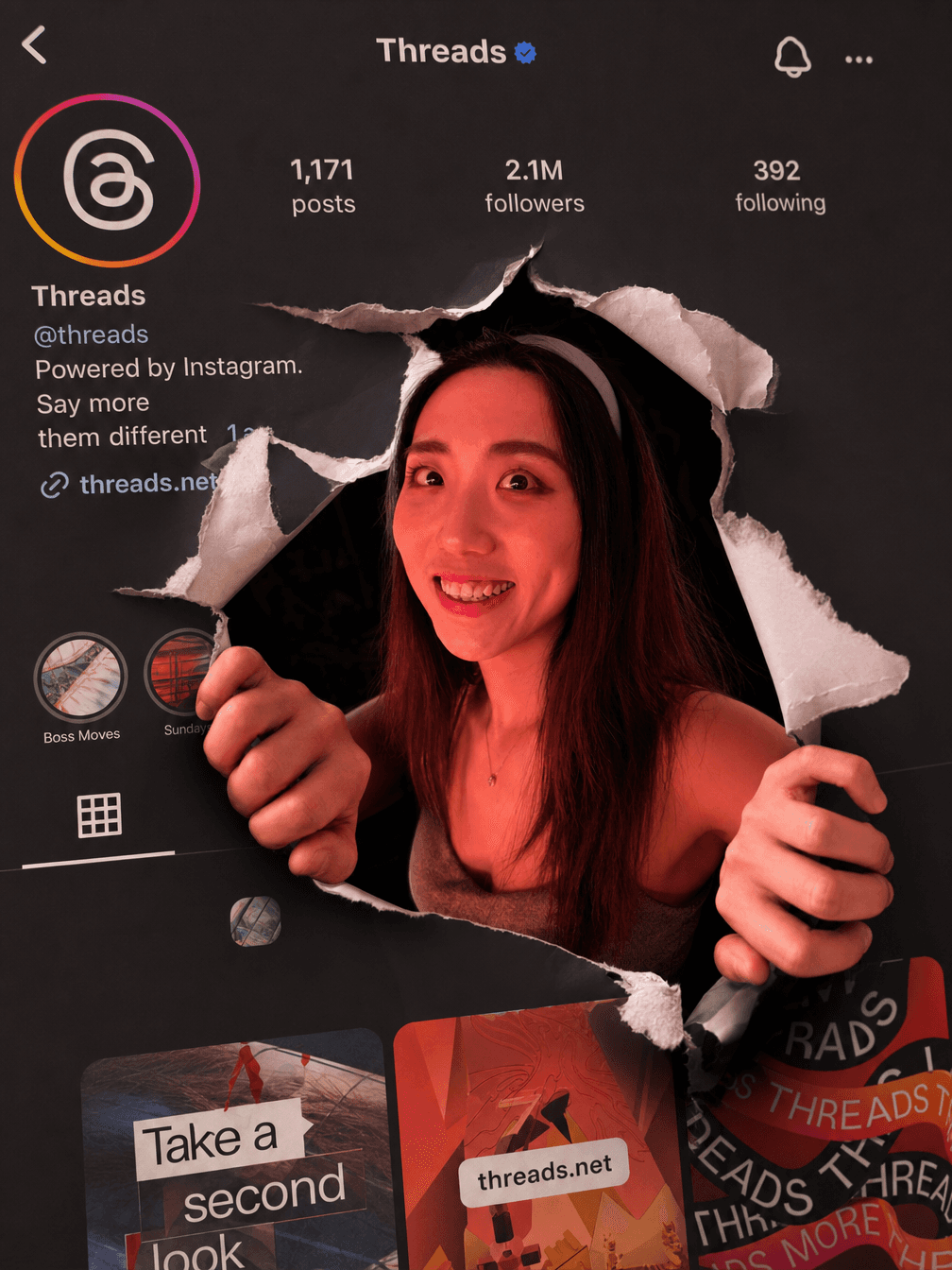 3Dphoto manipulation as  Threads profile