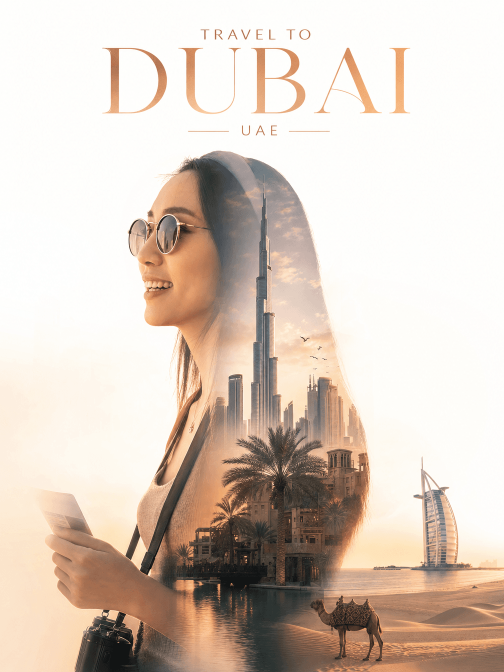 Minimalistic double exposure travel poster