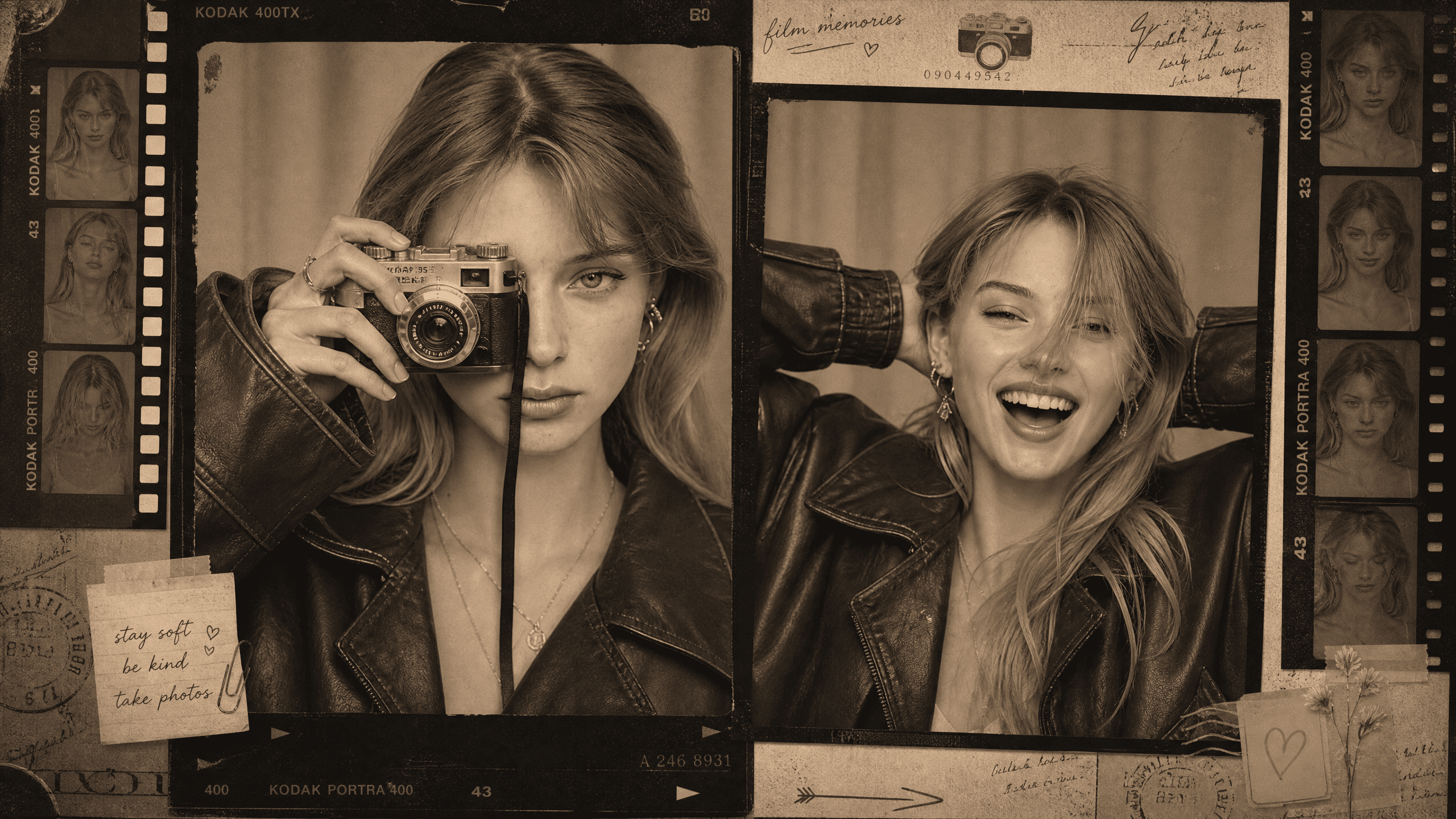 Retro studio style portrait collage