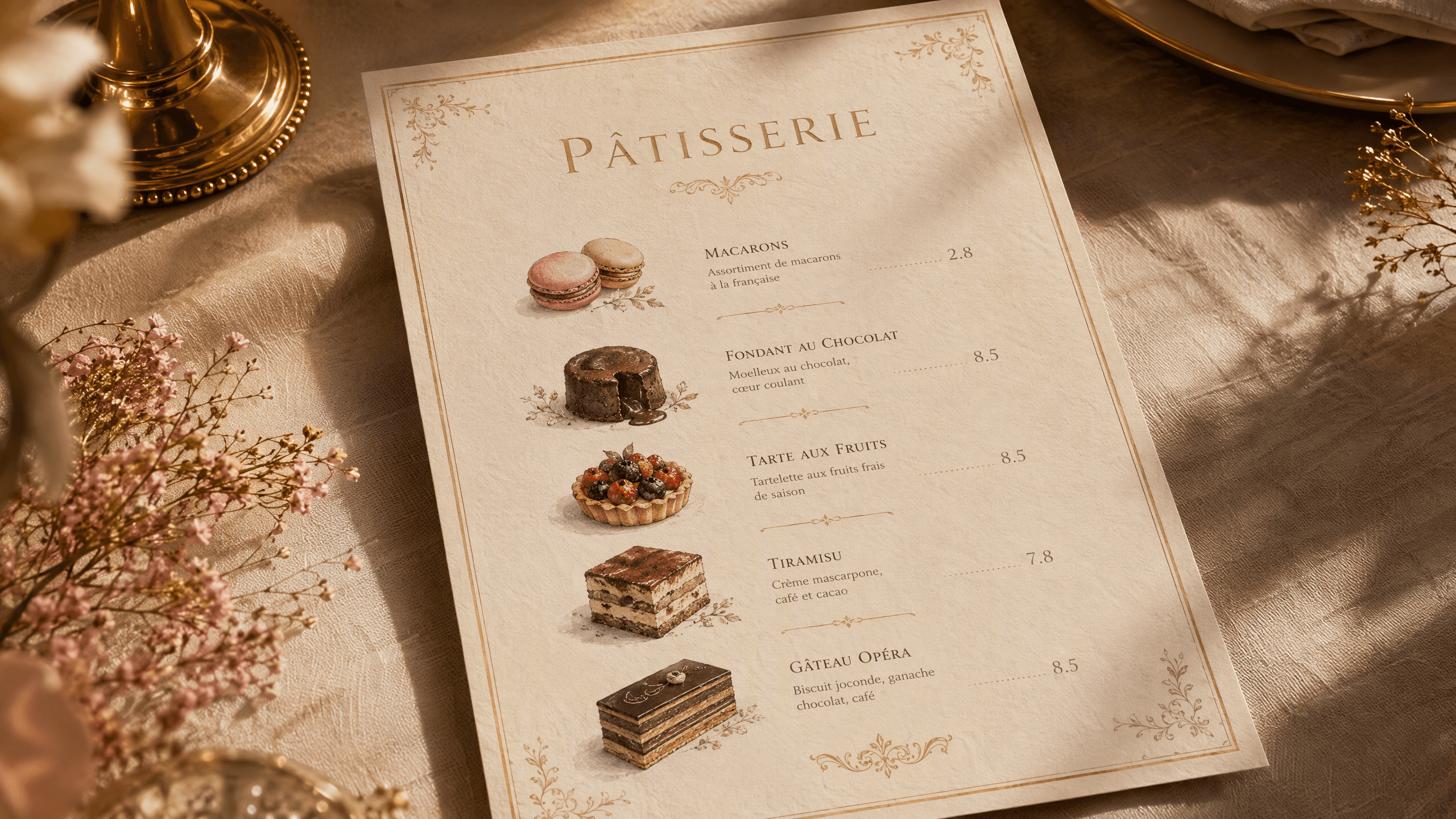 French dessert menu