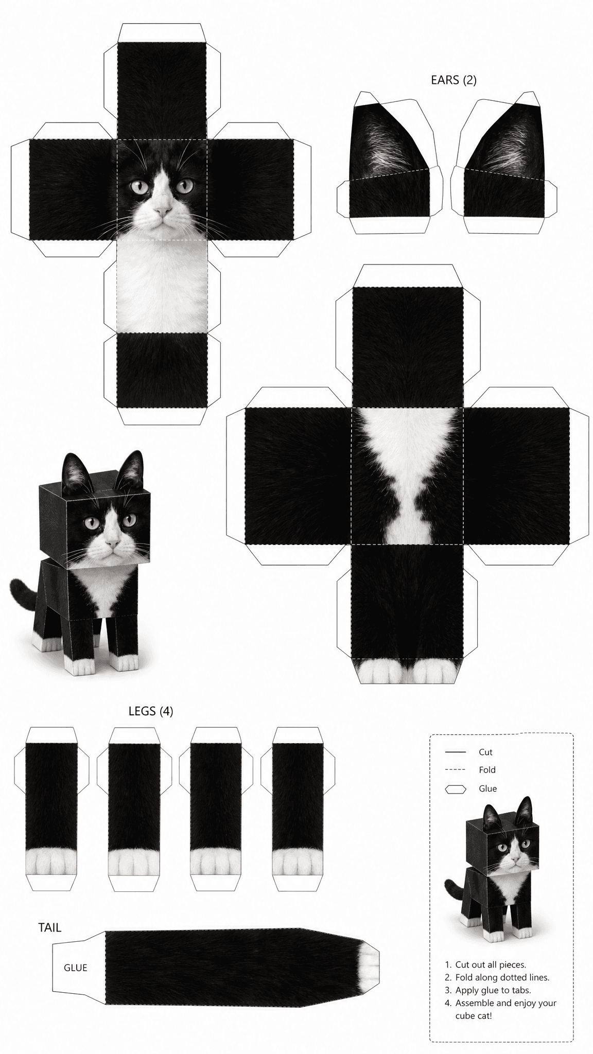 Pet Paper Model Cube Toy Template