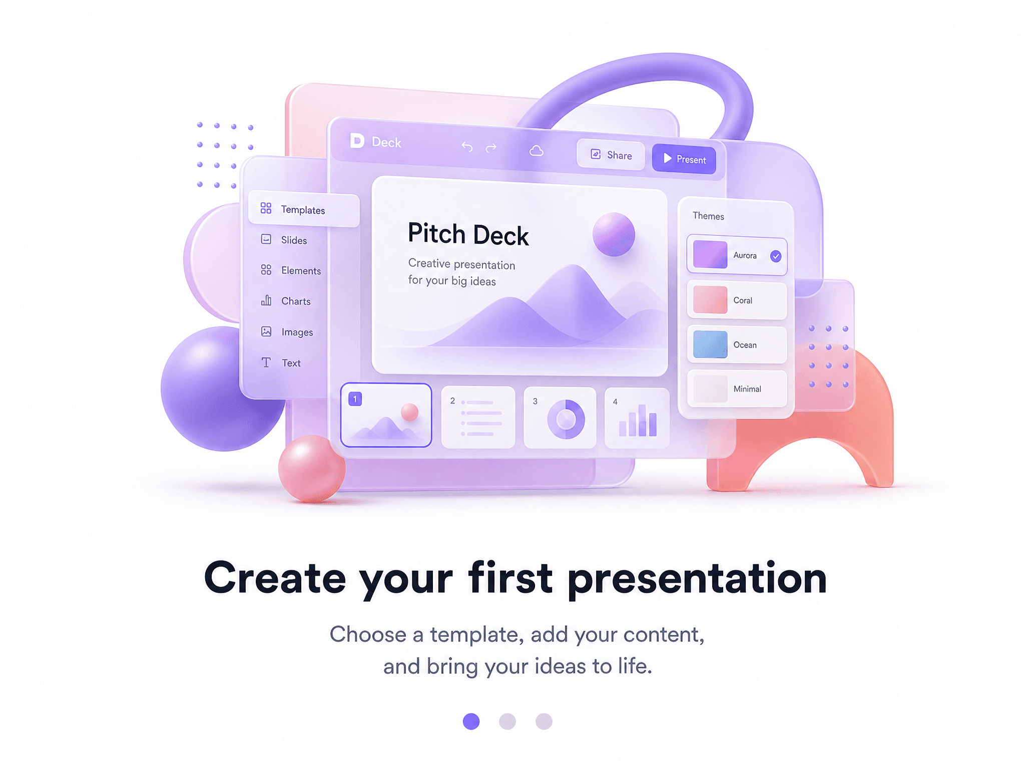3D SaaS onboarding illustration floats