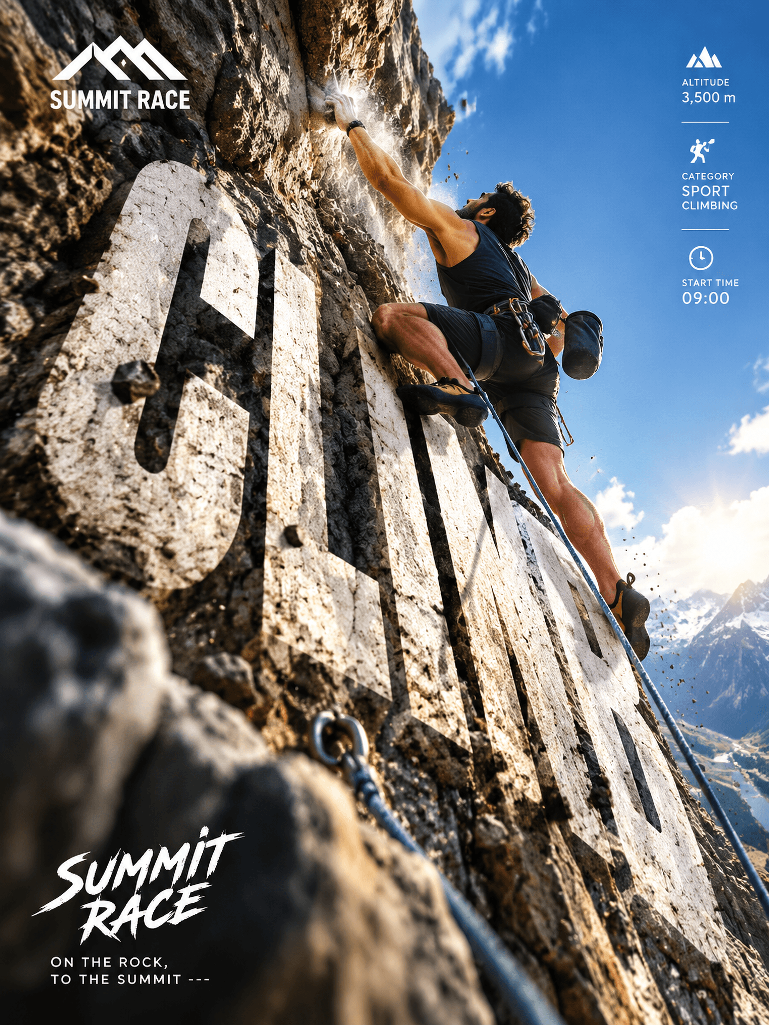 Vertical Outdoor Rock Climbing Competition Poster